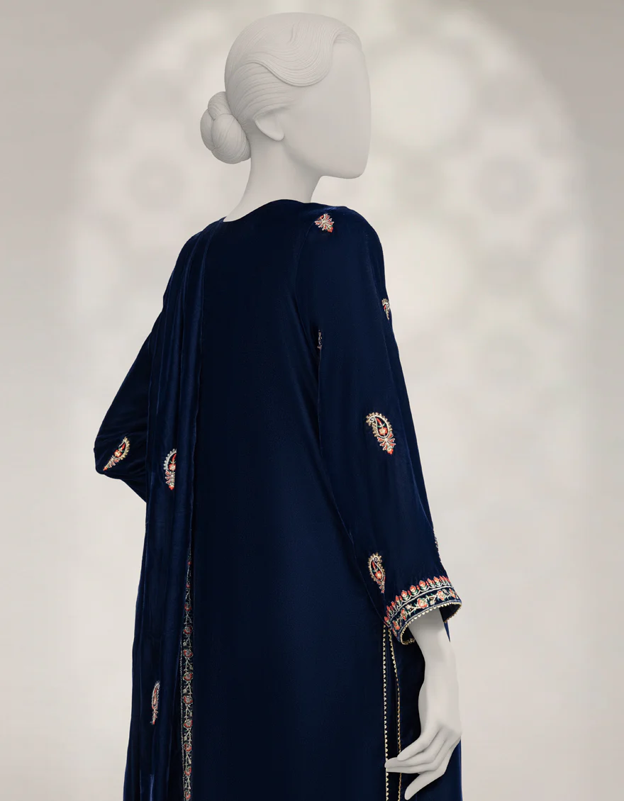 BLUE VELVET 3PC UNSTITCHED | JLAWN-W-25-3625 LUXE-C-3 - Image 4