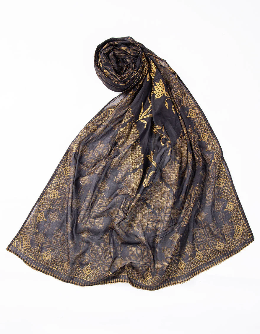BLACK LAWN DUPATTA | JLDP-S-25-2632 FB/PRINT-06
