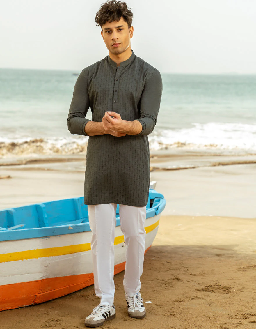 GREY BLENDED KURTA | JTK-A-34979/S25/JJ9349-CL - Image 4