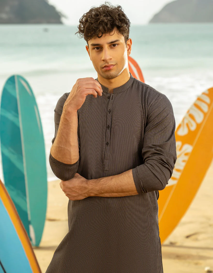 GREY COTTON KURTA | JTK-A-39230/S25/DME3187-PN - Image 2