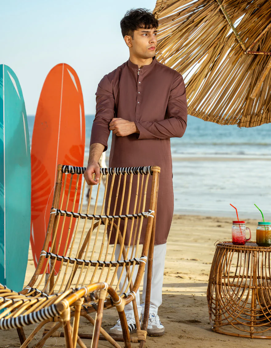 BROWN COTTON KURTA | JTK-A-46542/S25/JJ9373-CL
