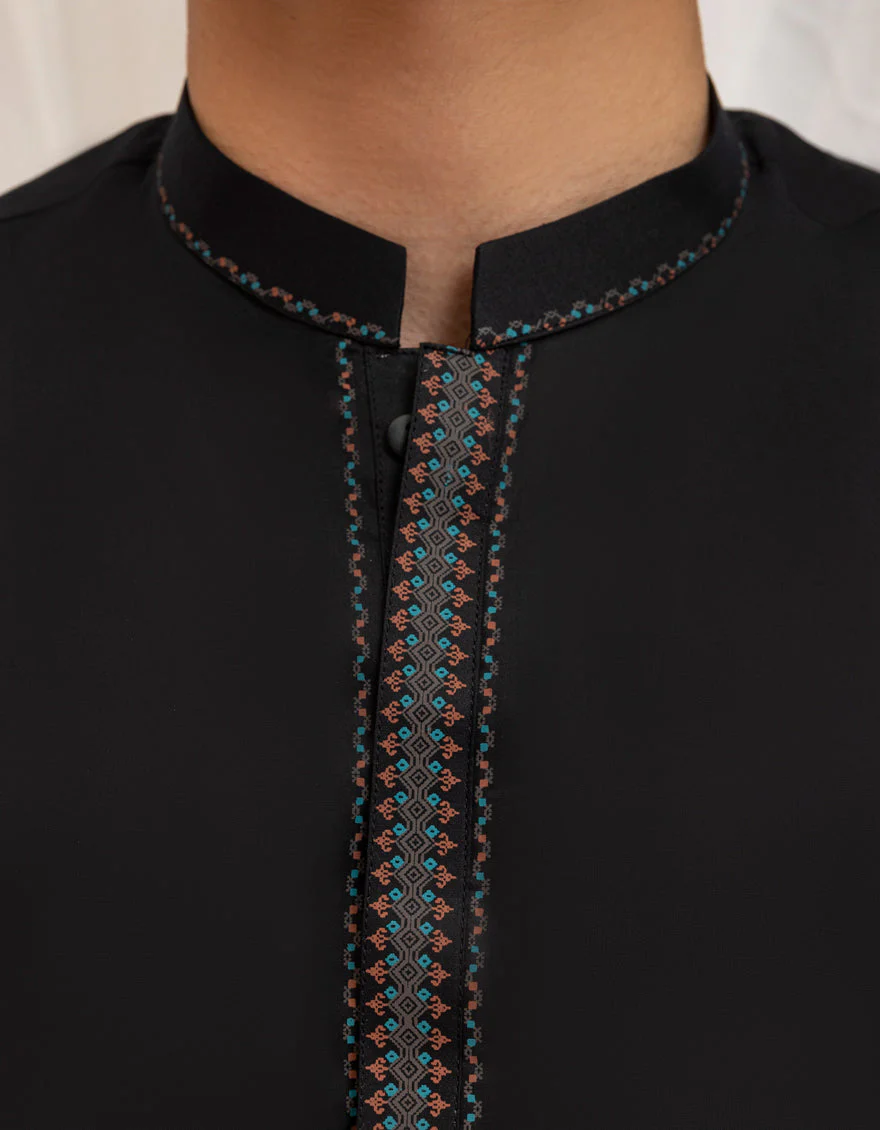 BLACK COTTON KURTA | JTK-A-46593/S25/JJ9777-SF - Image 3