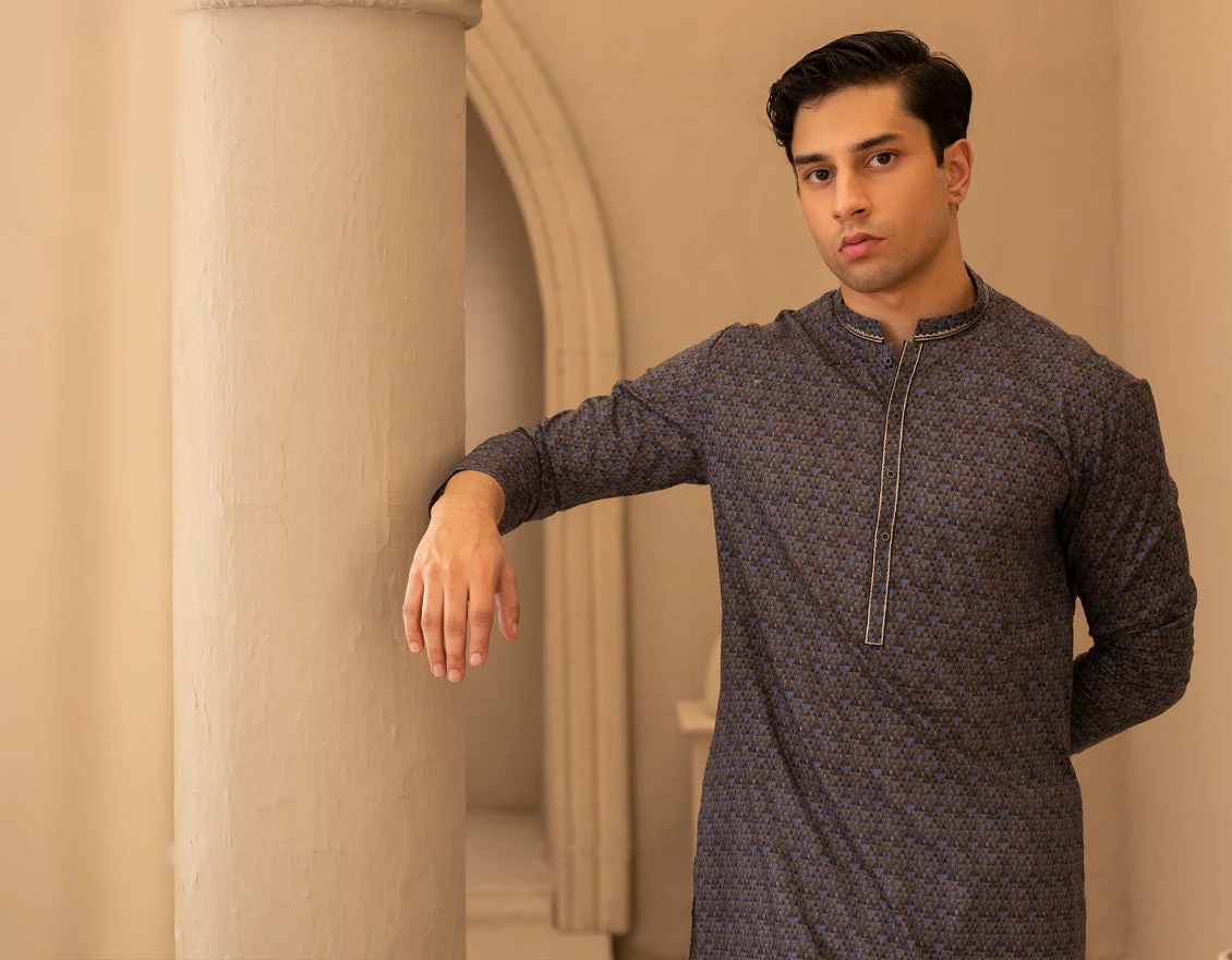 GREY COTTON KURTA | JTK-S-50227/S25/JJ9776-SF - Image 4