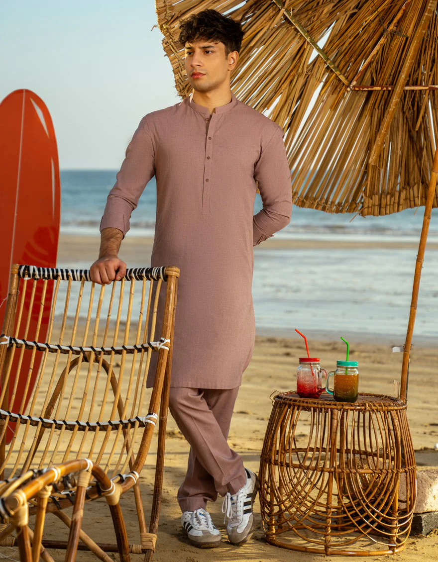 TEA PINK COTTON KURTA TROUSERS | JTKP-A-39287/S25/JJ9741-PN