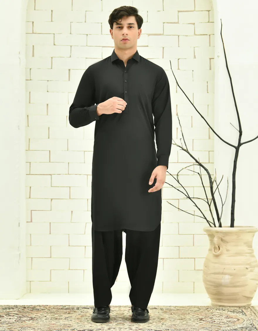 BLACK BLENDED KAMEEZ SHALWAR | JTKS-A-40201-R17-AP/S25/JJ9772-PN