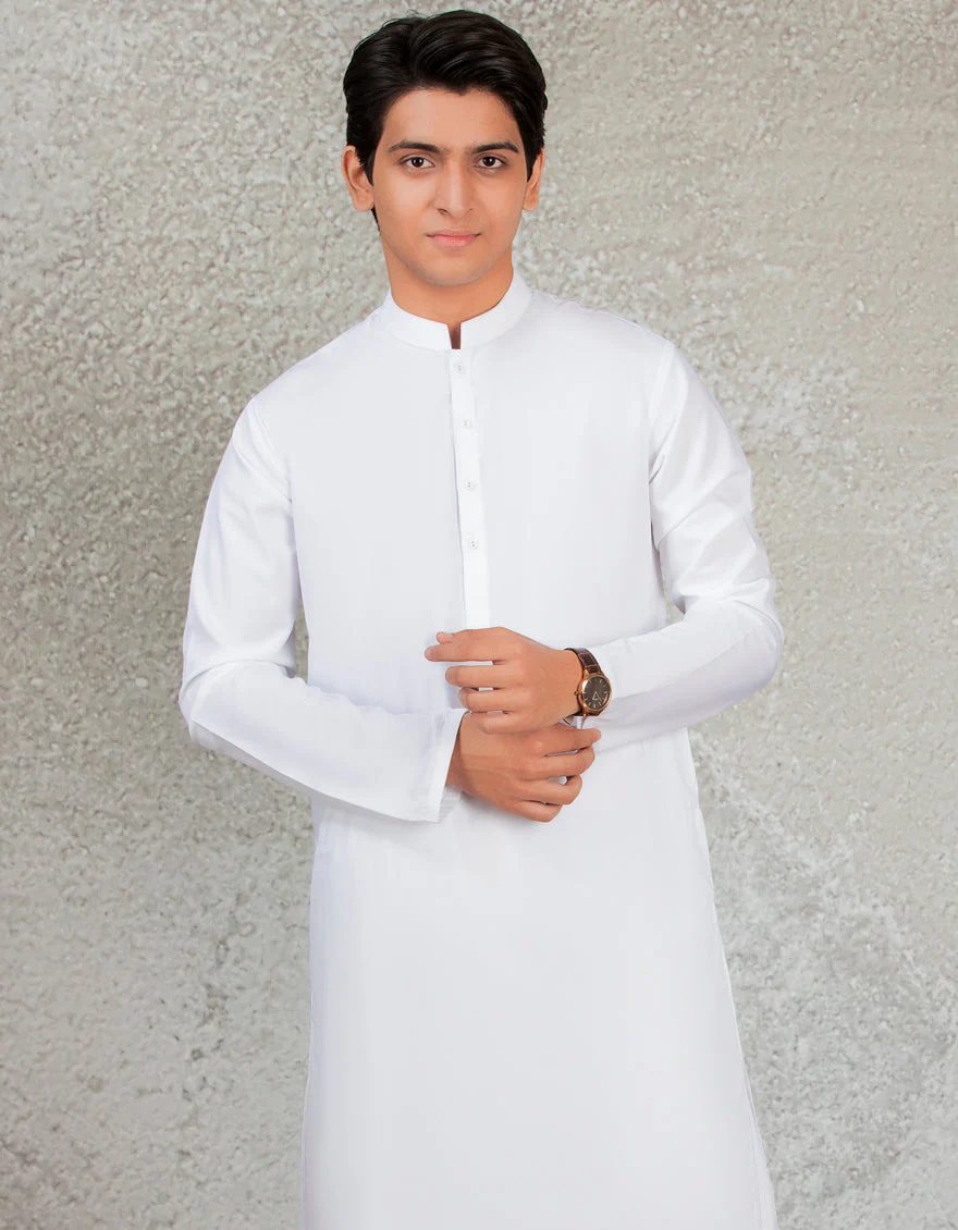 WHITE BLENDED KAMEEZ SHALWAR | JTKS-A-40223-R15-AP/S25-JJ9737-PN - Image 2