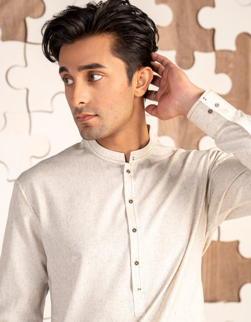 EGG WHITE BLENDED KAMEEZ SHALWAR | JTKS-A-46478/S24/JJ9674-CL - Image 2