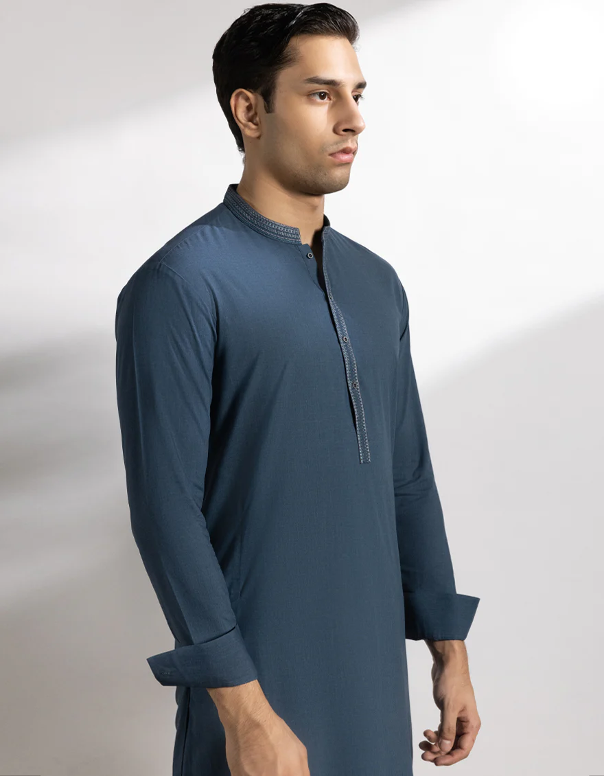 DENIM BLUE BLENDED KAMEEZ SHALWAR | JTKS-A-46742/S25/JJ9863-SF - Image 2