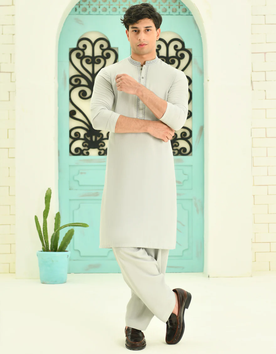 GREY BLENDED KAMEEZ SHALWAR | JTKS-S-46230/S24/JJ8814-SF
