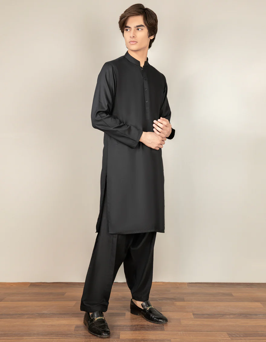 BLACK BLENDED KAMEEZ SHALWAR | JTKS-S-US-40200-R6-AP/S23/JJ8733-PN