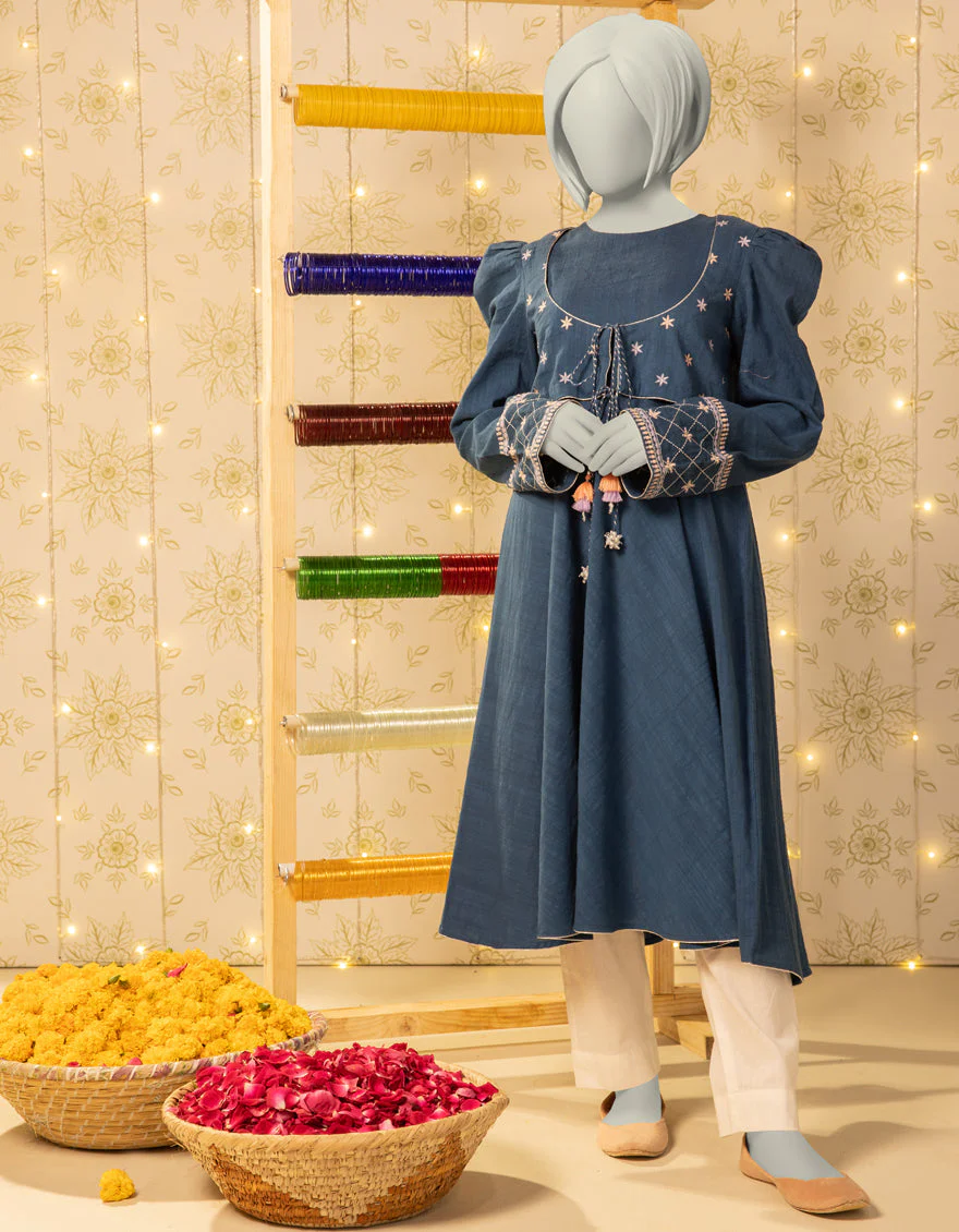 BLUE TEXTURED KURTI | JYGK-S-JTS-25-4038 FB/DASTAAN-05