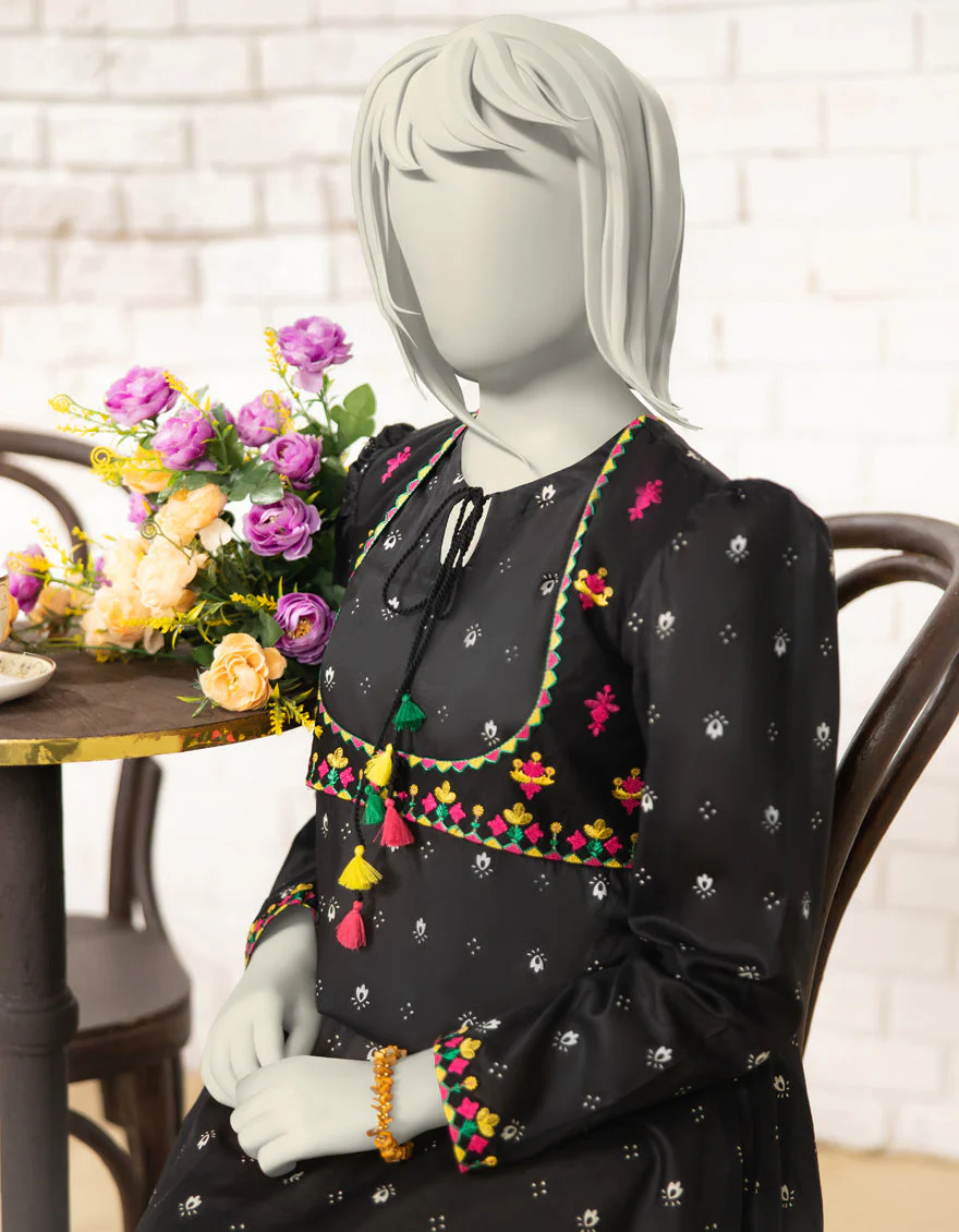 BLACK LAWN KURTI | JYGK-S-JTS-25-4070 FB/KALIDAAR-3 - Image 3