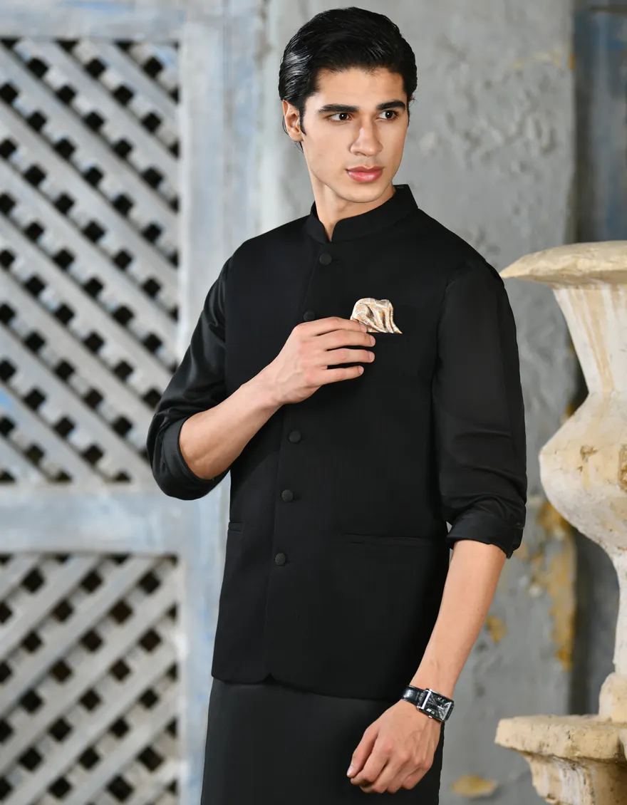 BLACK SUITING WAISTCOAT | JJVC-A-27380-R15-AP/S25/JJ9546-PN