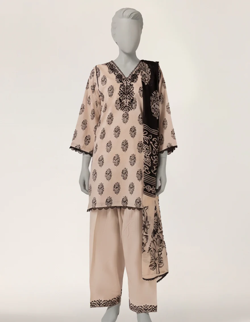 BEIGE LAWN 3PC STITCHED | JLAWN-S-26-419/S TONAL BLOOM-4